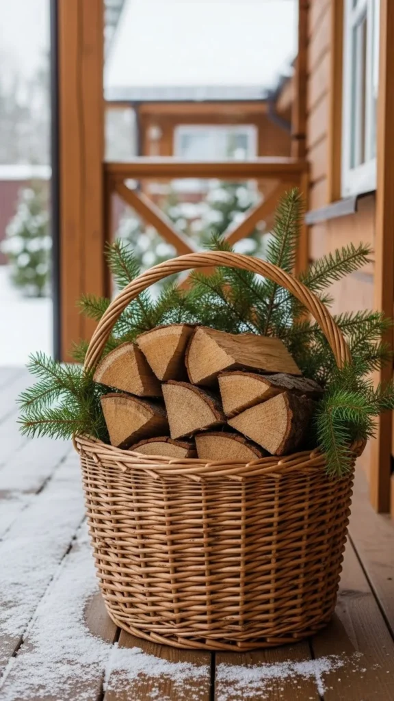 A Basket of Firewood for Rustic Style