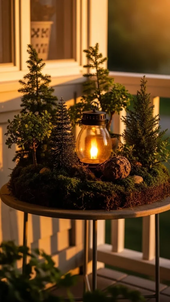 A Porch Table Styled With Small Holiday Accents