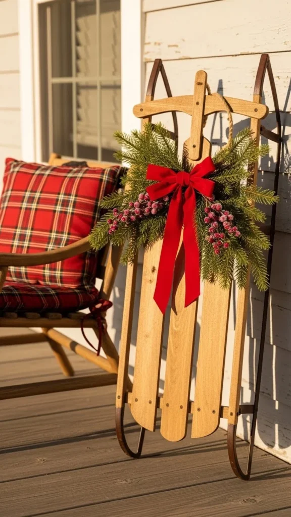 A Small Sled Decorated With Greenery