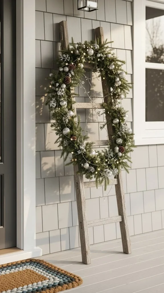 A Wooden Ladder Styled With Seasonal Accents