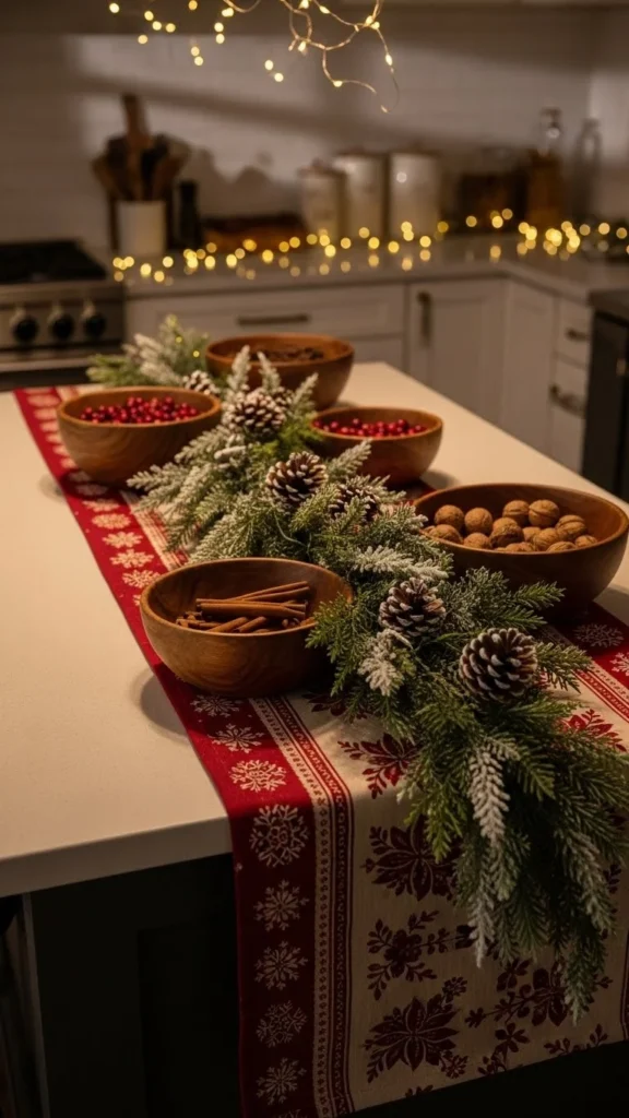 Add a Festive Runner to the Kitchen Island