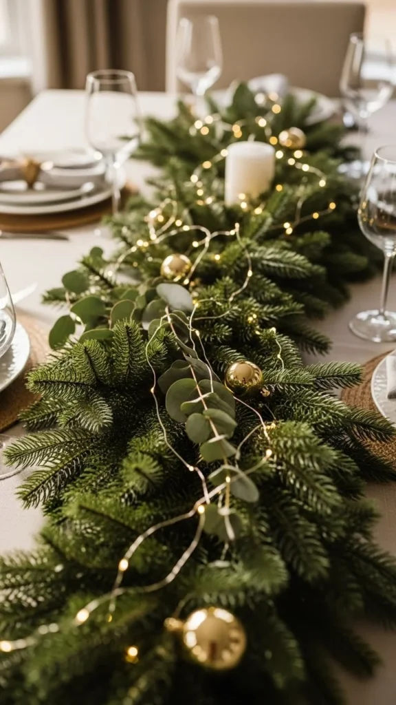 Classic Green Garland Down the Table