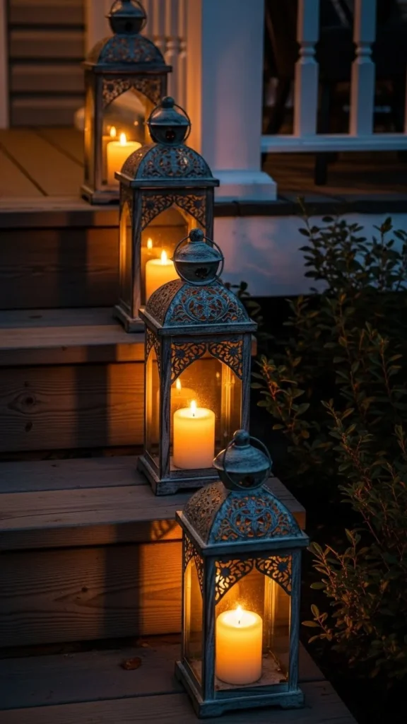 Cozy Lanterns Lined Along the Steps