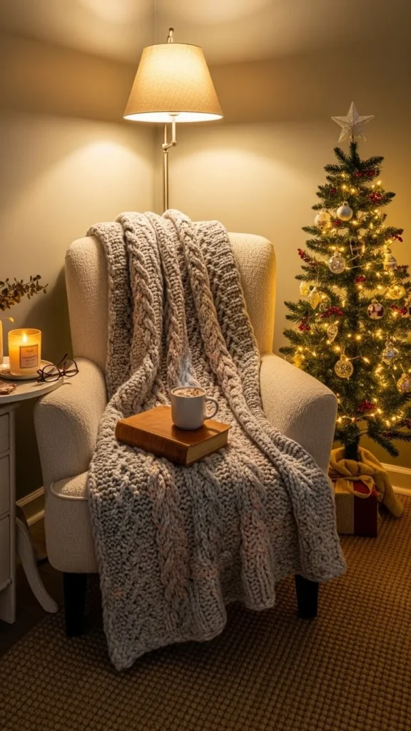 Cozy Reading Nook with Holiday Touches