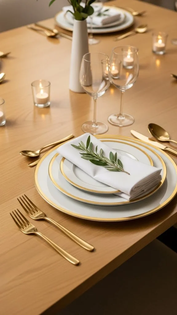 Gold and White Table Setting