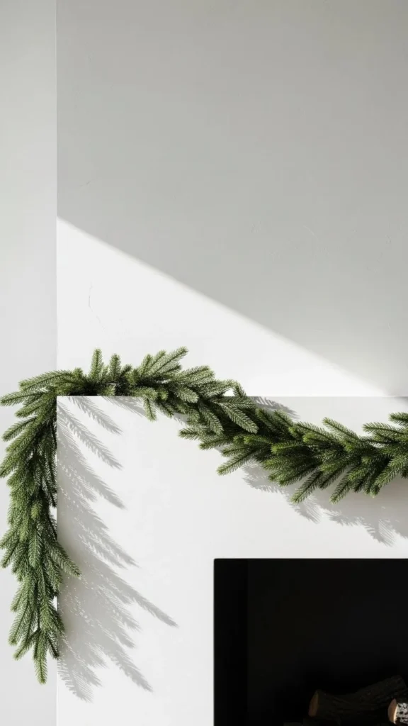 Greenery-Only Mantel Styling