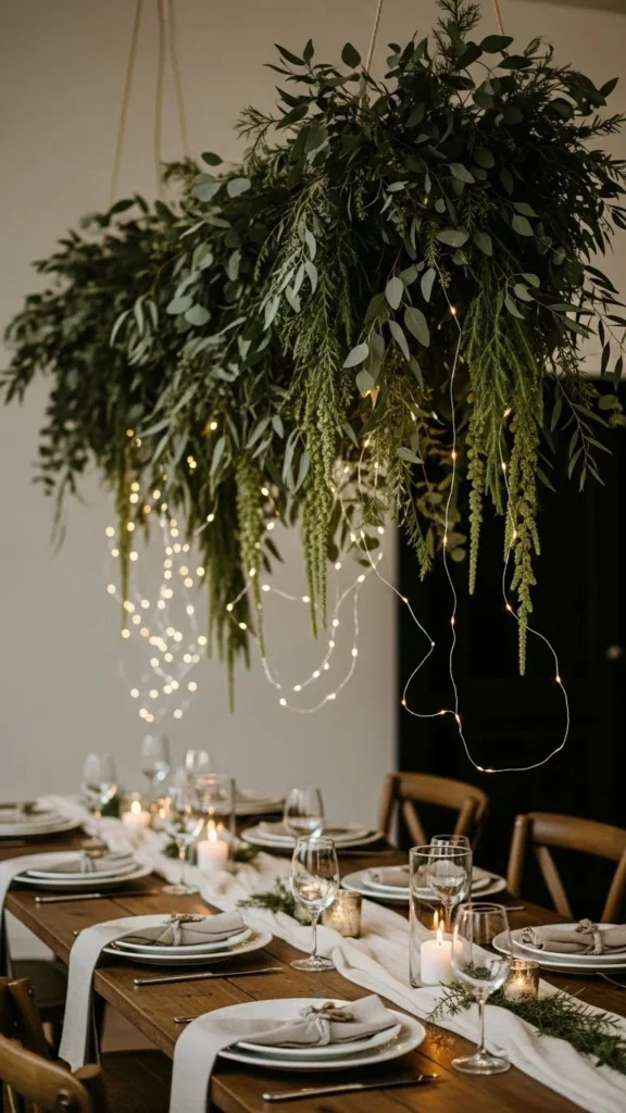 Hanging Greenery Above the Table