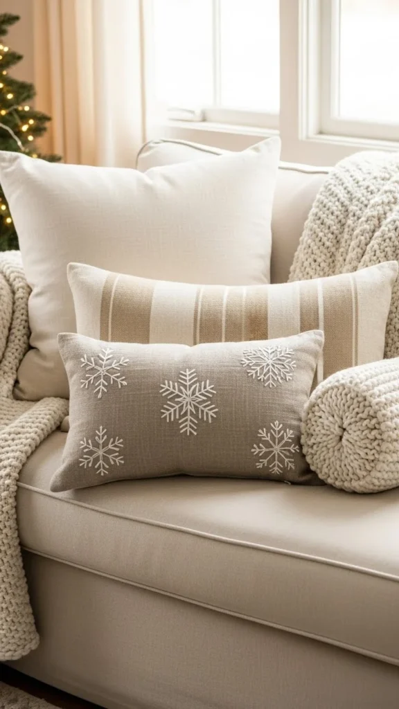 Layered Neutral Christmas Pillows