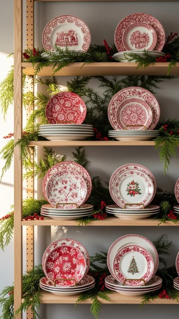 Line Shelves with Seasonal Plates