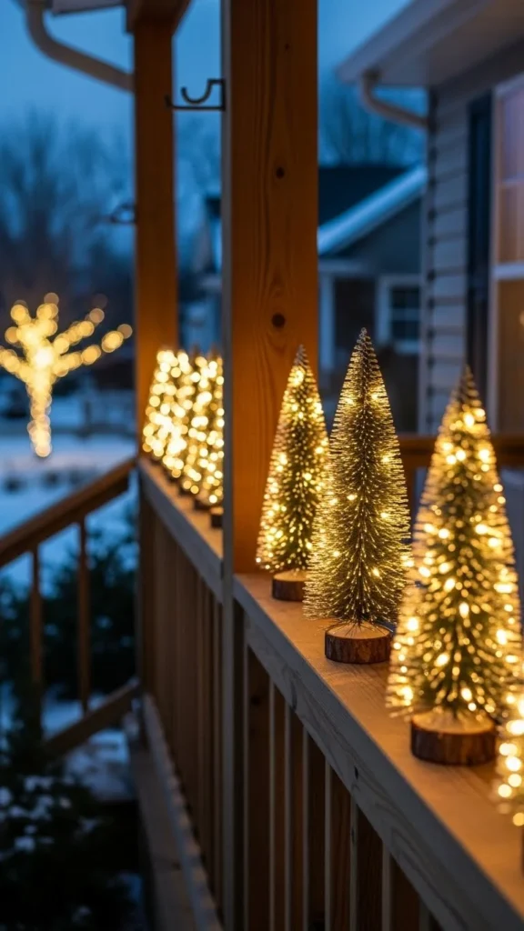 Mini Trees Lined Along the Railing
