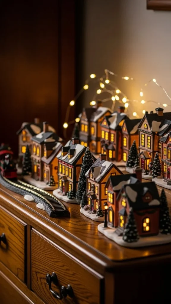 Mini Village Display on the Dresser