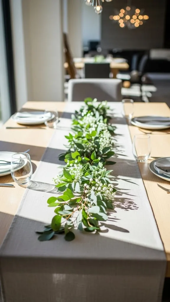 Minimalist Table Runner With Greenery