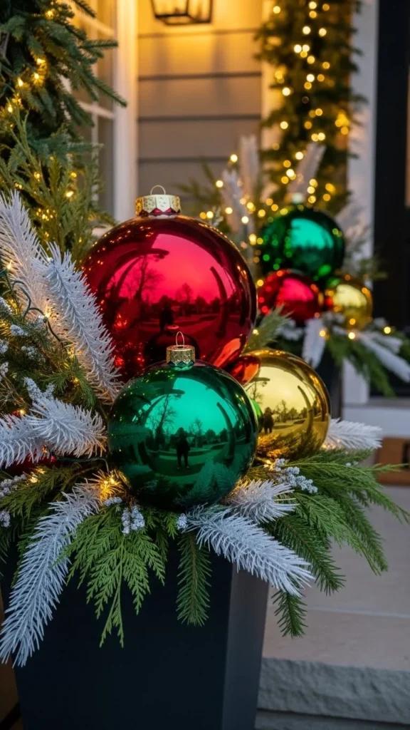 Oversized Ornaments in Planters