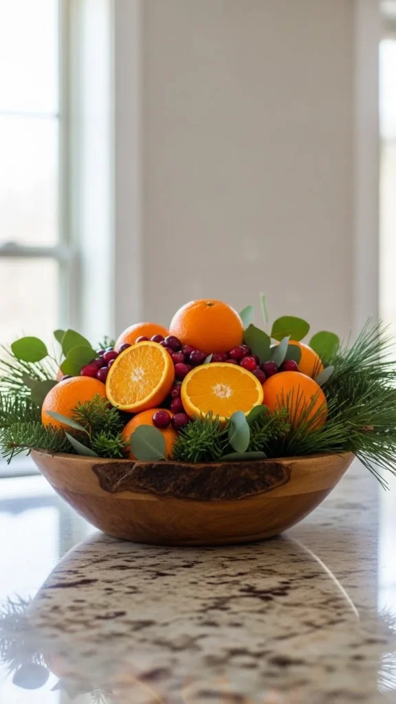 Place Seasonal Fruit in a Wooden Bowl