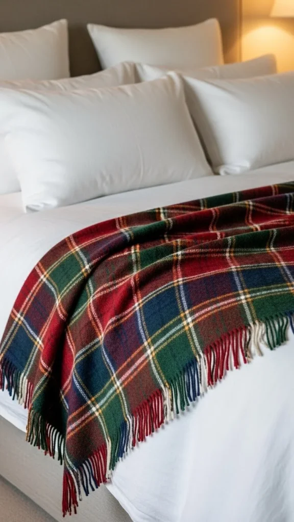 Soft Plaid Throw Across the Bed