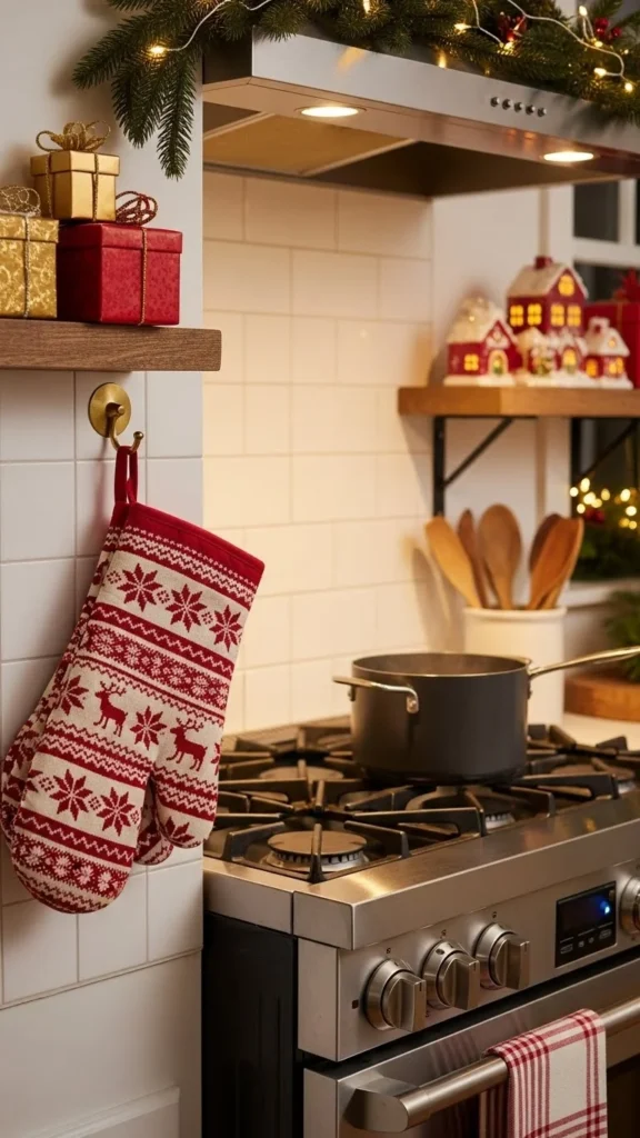 Use Holiday-Themed Oven Mitts
