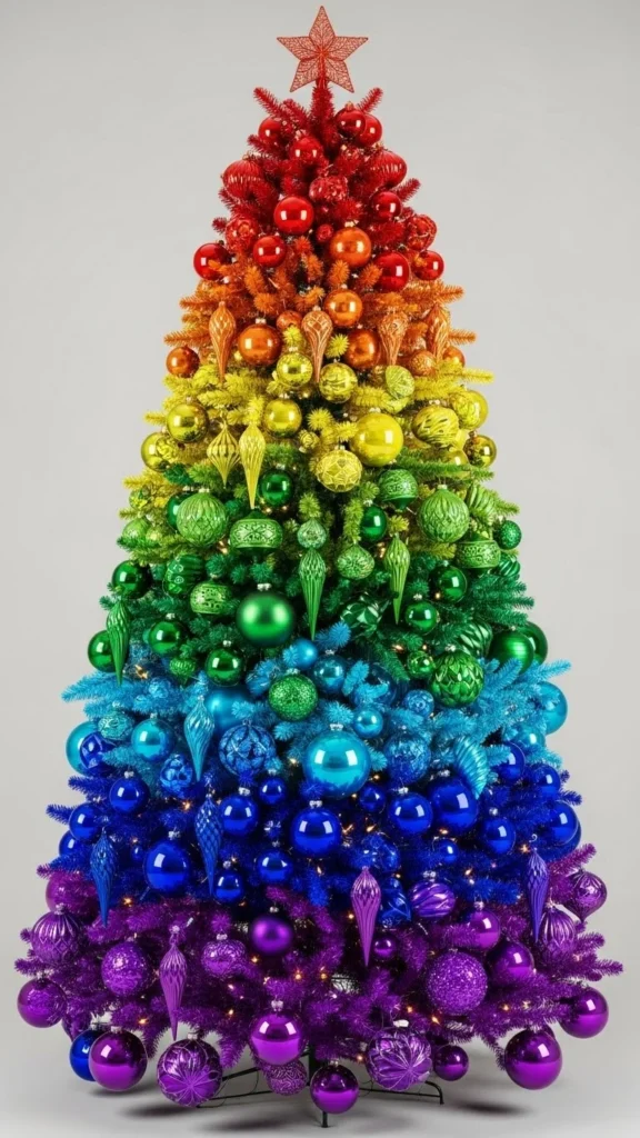 Vibrant Rainbow Accents Tree