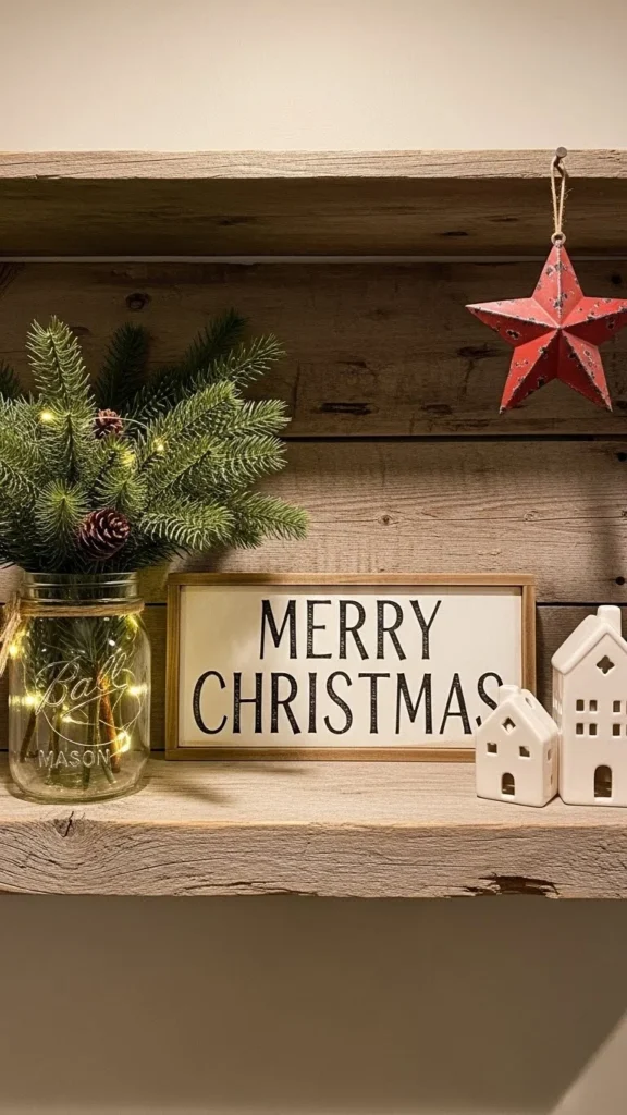 Wooden Sign Shelf Styling