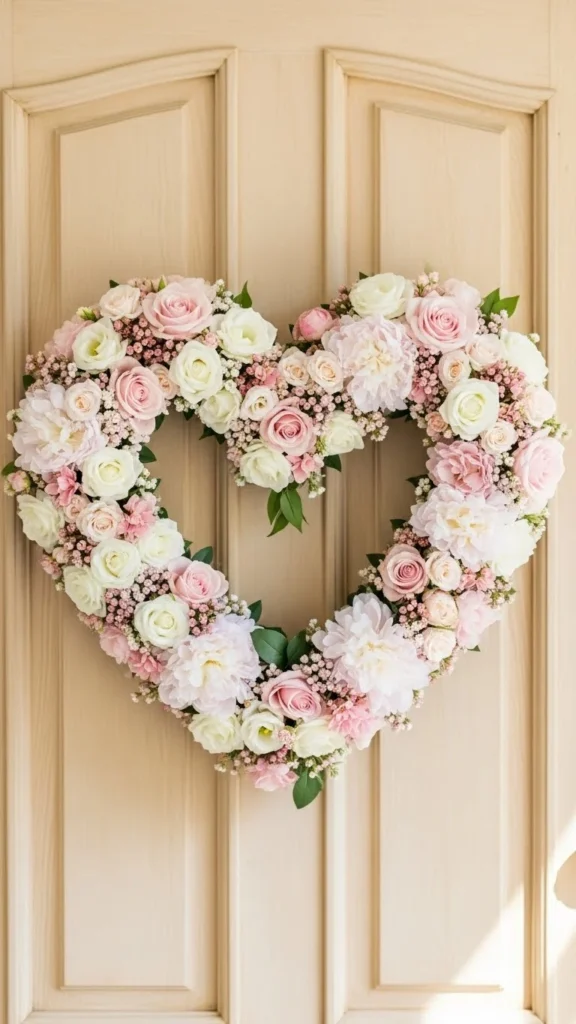 Blush and Ivory Floral Heart
