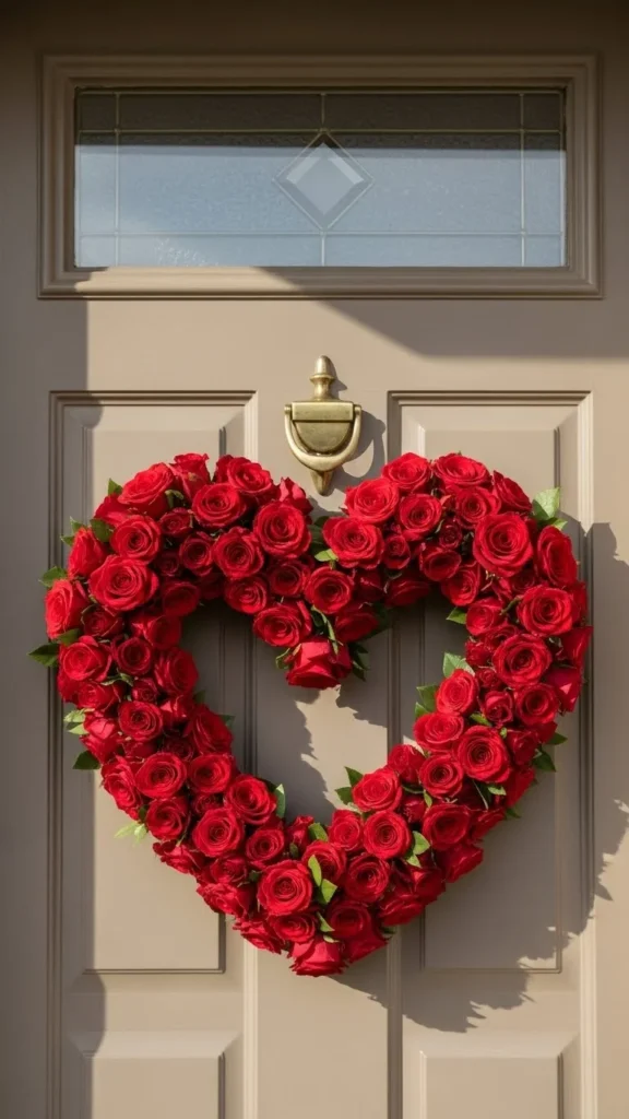 Classic Red Rose Heart Wreath