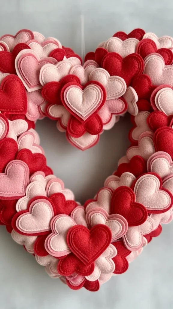 Felt Heart Cluster Wreath
