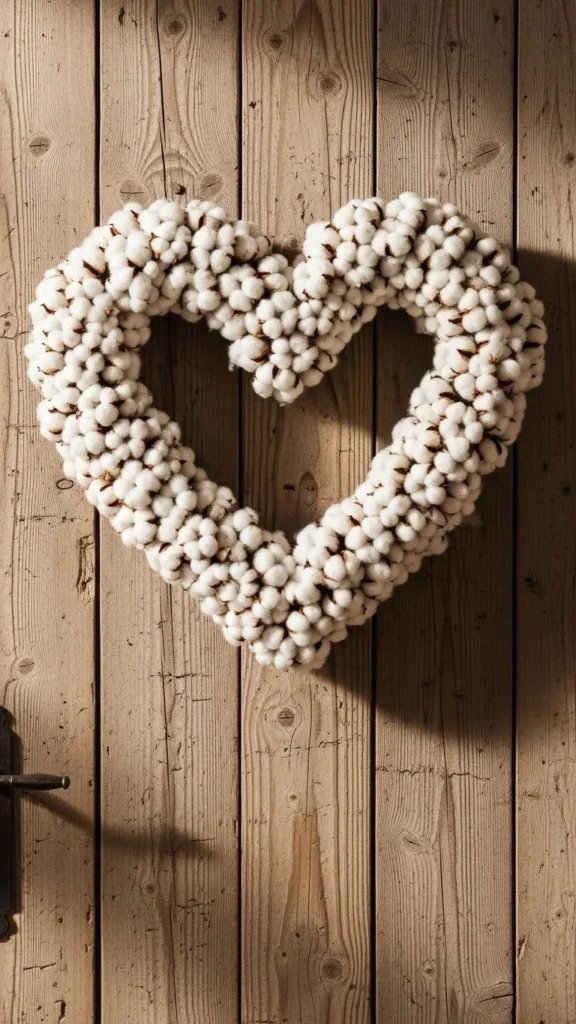 Heart Wreath with Cotton Stems