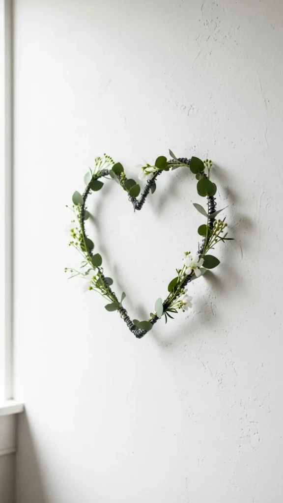 Minimal Wire Heart with Greenery
