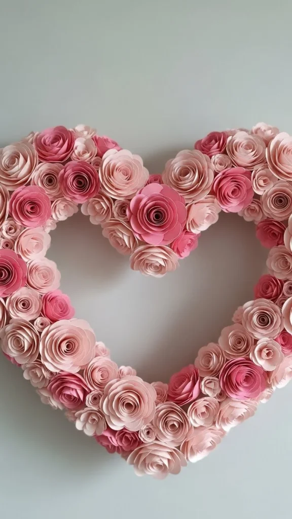 Paper Flower Heart Wreath