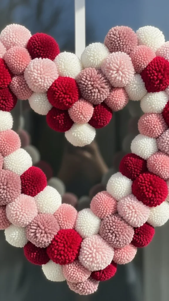 Pom-Pom Heart Wreath