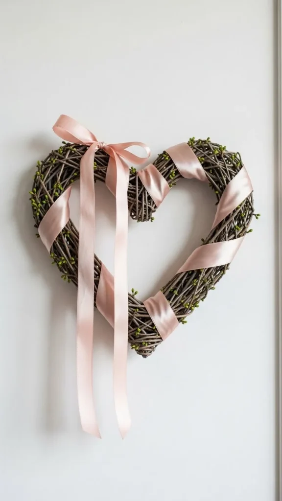 Ribbon-Wrapped Heart Wreath