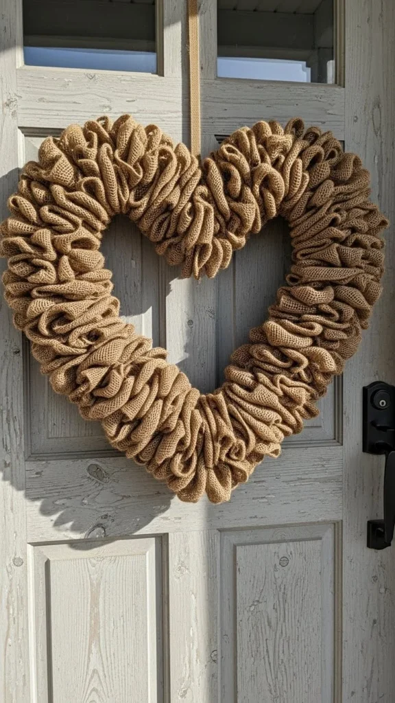 Rustic Burlap Heart Wreath