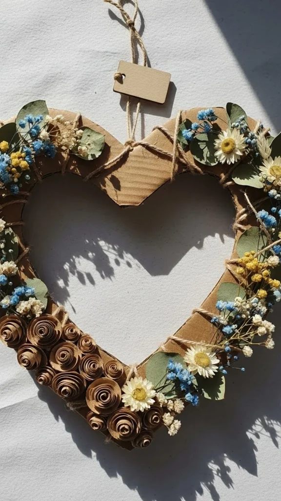 Simple DIY Cardboard Heart Wreath