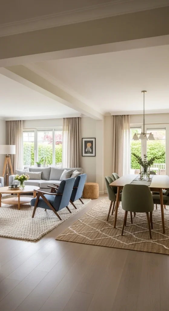 Use Rugs to Create Zones in Open-Concept Spaces