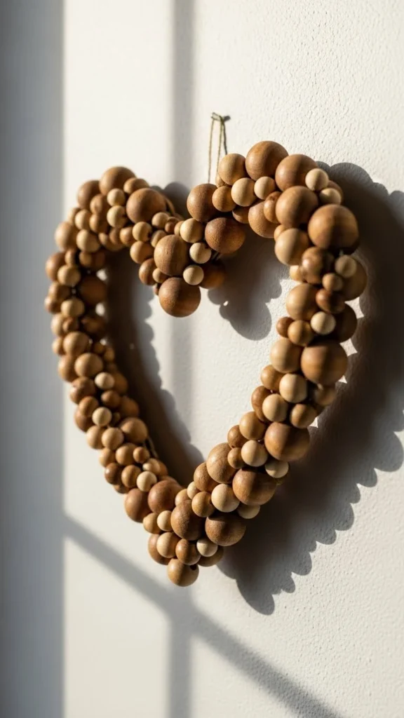 Wooden Bead Heart Wreath