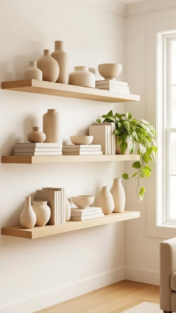 how to style floating shelves