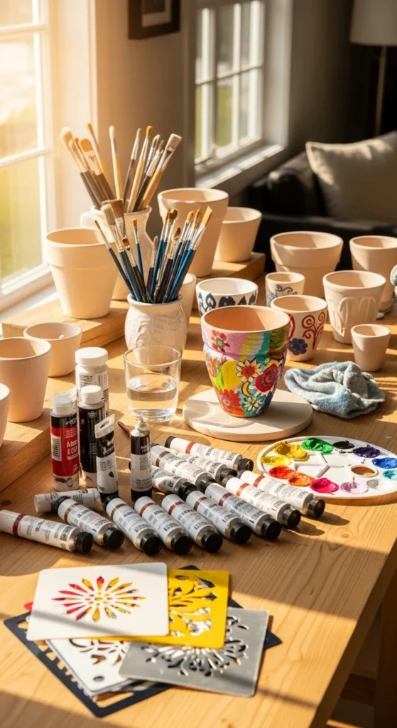 Clay Pot Stencil Art