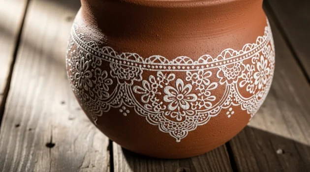 How to Decorate Clay Pots with Elegant Lace Patterns