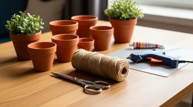 How to Decorate Clay Pots with Rustic Rope Wraps