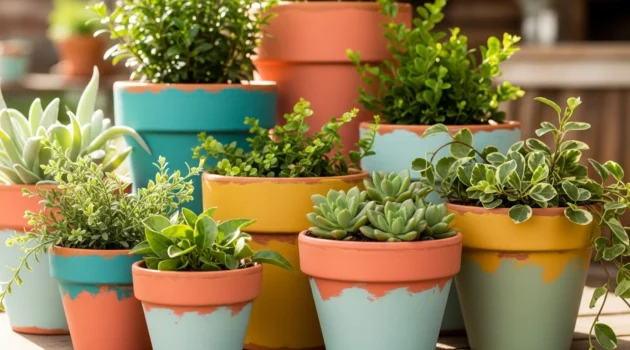 How to Decorate Clay Pots with Soft Chalk Paint Finishes