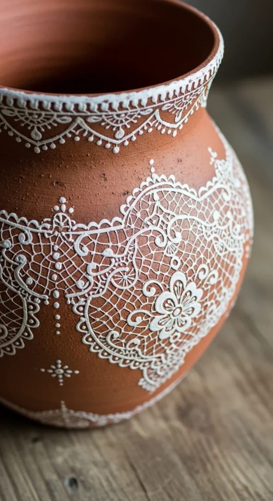 Lace Clay Pot Design